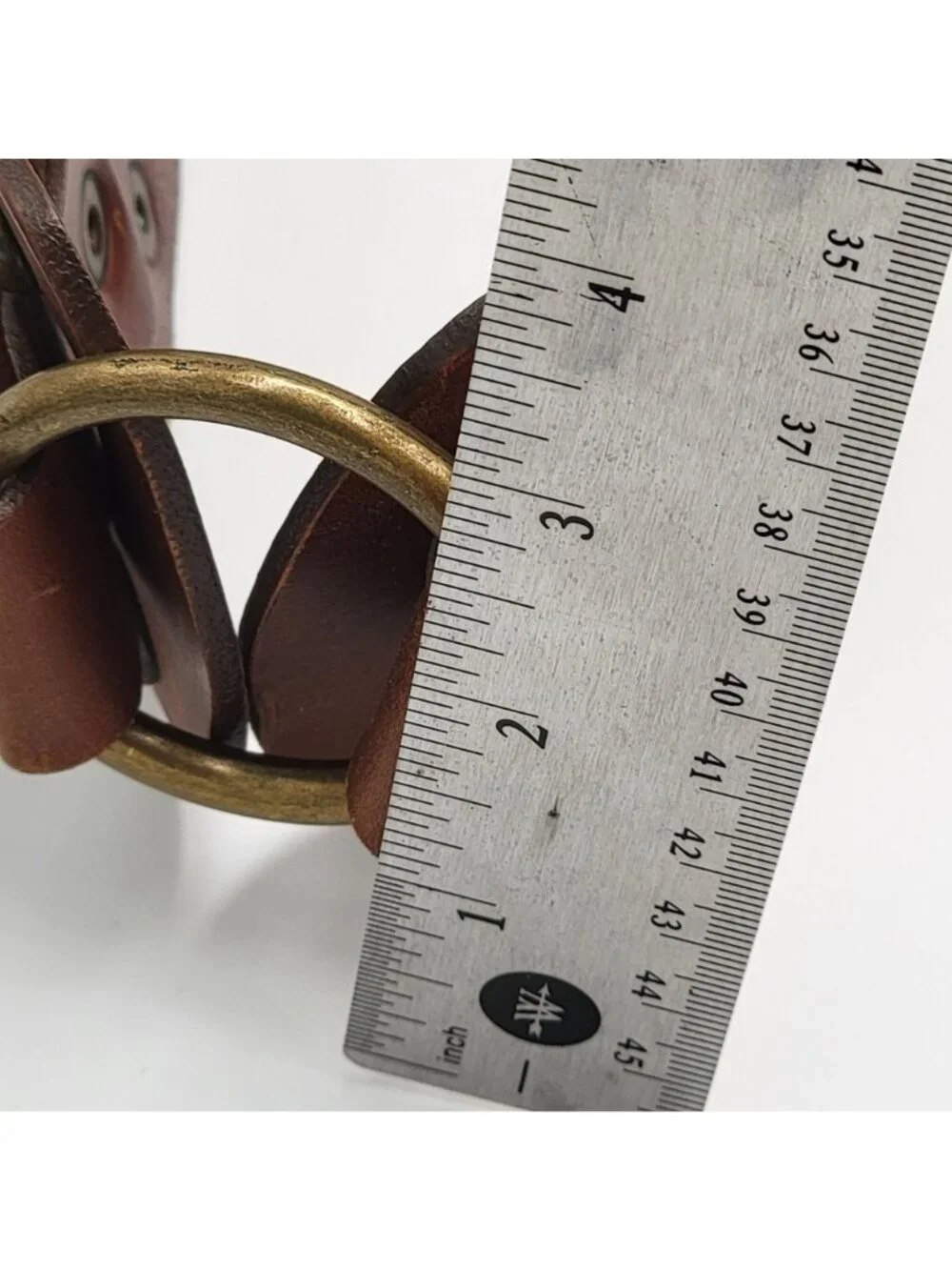 Vtg Y2k Express Studded Boho Brown Leather Wide Belt Antique Brass Hardware